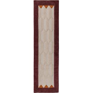 Flair Rugs Бордо/в естествен цвят ръчно изработена вълнена пътека 60x230 cm Apex Border Wool - Flair Rugs (503119382716)