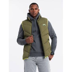 Ombre Clothing Мъжка ватирана жилетка с неонови акценти Ombre Clothing Ombre Clothing | Zelen | МЪЖЕ | S/M - zoot - 76,26 лв