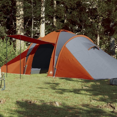 vidaXL Семейна куполна палатка, 6-местна, сиво-оранжева, водоустойчива (94345)