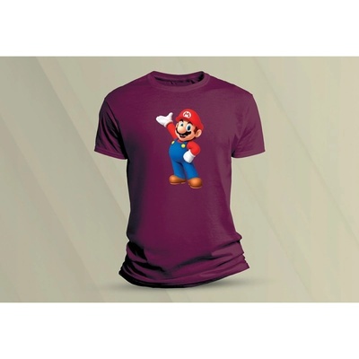 Sandratex dětské bavlněné tričko super mario 5 vínová