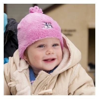 dětská fleece čepice podšitá bavlnou růžová