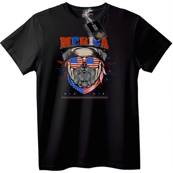 NOONEBRAND Тениска Патриотично Английско Куче 'Merica - 4XL, Black
