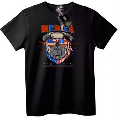 NOONEBRAND Тениска Патриотично Английско Куче 'Merica - 4XL, Black