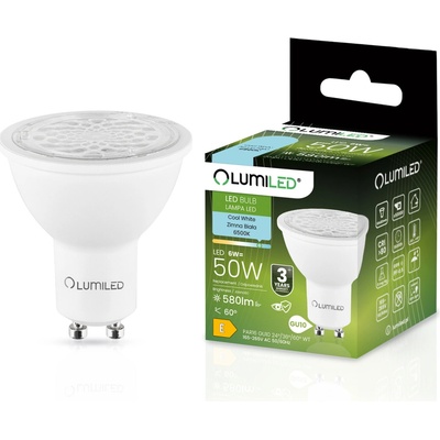 Lumiled LED žiarovka GU10 6W = 50W 580lm 6500K Studená nastaviteľná 24° 36° 60°