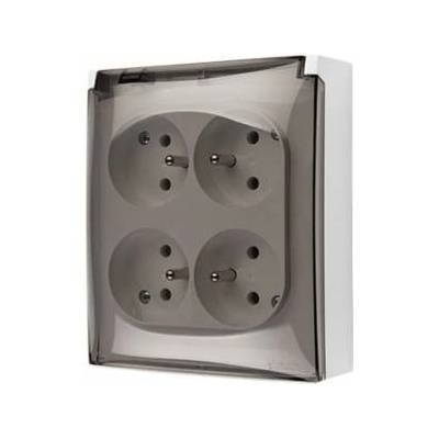 Simon Aquaclick Socket IP44, 4x with ground, transparent flap white ACGZ4/11A