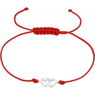 Majya náramek červený s přívěskem SPOJENÁ SRDCE 10586