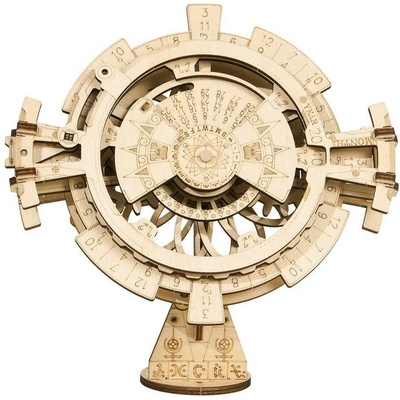 Robotime Drevené 3D mechanické puzzle Stolný kalendár 26 ks