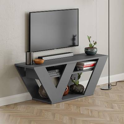 TopMebel Меламинов ТВ шкаф Pipralla в антрацитен цвят 110x30x40см