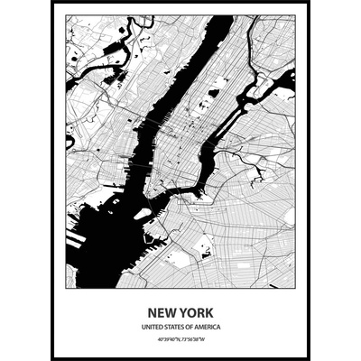 Jen tak z lásky Plakát Mapa města (více variant měst) Rozměr plakátu: 40 x 50 cm, Město: New york