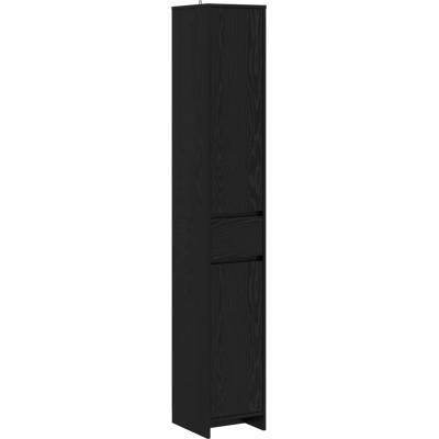 vidaXL Шкаф за баня Черен дъб 30 x 33 x 190 см Инженерна дървесина (890753)