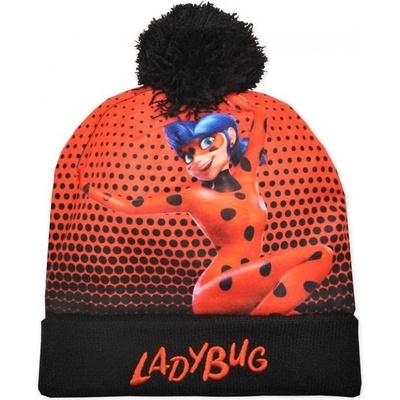 EplusM dievčenská zimná čiapka s brmbolcom Čarovná lienka Kúzelná lienka Miraculous Ladybug