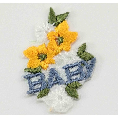 Nažehlovacia záplata - kytička BABY - rozmer 3 cm x 2 cm