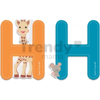 Janod drevené písmeno H Sophie The Giraffe oranžové tyrkysové