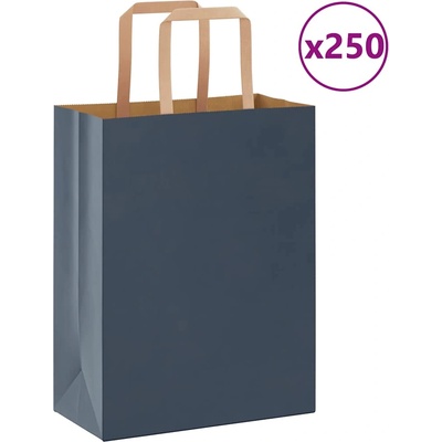 vidaXL Хартиени торбички 250 бр с дръжки сини 21x11x28 см (4101923)
