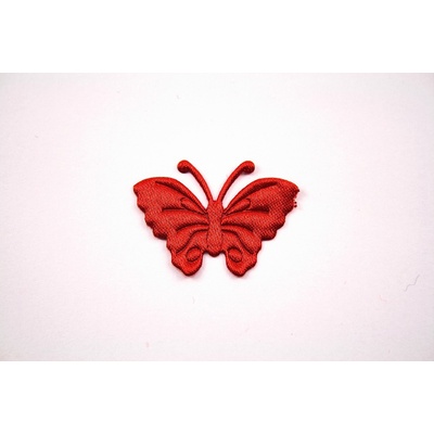 Našívacie záplaty - Saténový motýľ - viac farebných variantov - rozmer 2,5 cm x 3,5 cm Červená