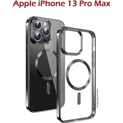 Swissten Clear Jelly MagStick Metallic iPhone 13 Pro Max čierne