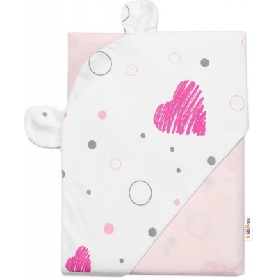 Baby Nellys Zavinovacia deka s kapucňou I love Girl ružová