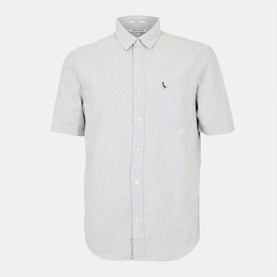Jack Wills Мъжка риза с къс ръкав Jack Wills Short Sleeve Oxford Shirt Mens - Lt Ash Mrl