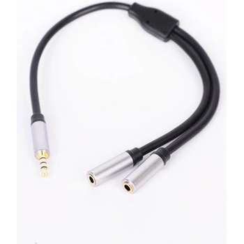 Royal Кабел Royal CABLE-415HQ, от 3.5mm жак(м) към 2x 3.5mm жак(ж), 0.2m, черен, позлатени конектори