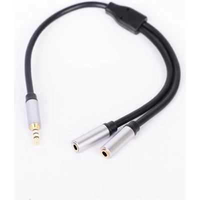 Royal Кабел Royal CABLE-415HQ, от 3.5mm жак(м) към 2x 3.5mm жак(ж), 0.2m, черен, позлатени конектори