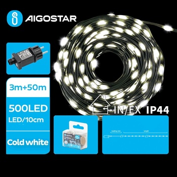 Aigostar - LED външна коледна гирлянда 500xLED/8 функции 53m IP44 студено бяла (AI1423)