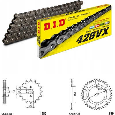 D.I.D Řetězová sada Yamaha WR 125 R,X 09-16