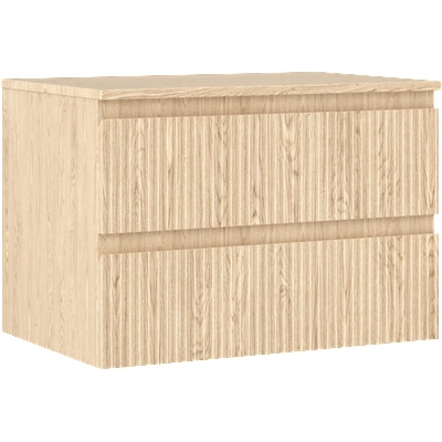 Mexen Rivel шкаф за баня под мивка, 70 см с плот, 2 чекмеджета, оребрена, дъб (91A20-07047-2-BFFC81)