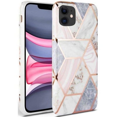 Tech-Protect Силиконов Калъф за iPhone 11, Tech-Protect Marble Case, Розов (795787714928)