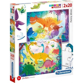 Clementoni - Puzzle 2x20 Funny Dinosaurs - 40 - 99 piese
