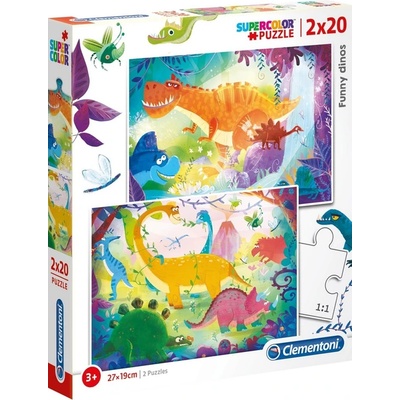 Clementoni - Puzzle 2x20 Funny Dinosaurs - 40 - 99 piese