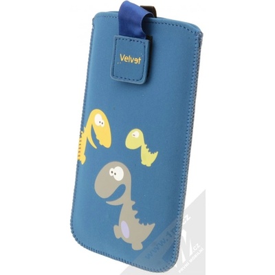 FIXED Velvet 4XL pro mobilní telefon, mobil, smartphone (FIXVEL-053-4XL) modrá dinosaurus blue