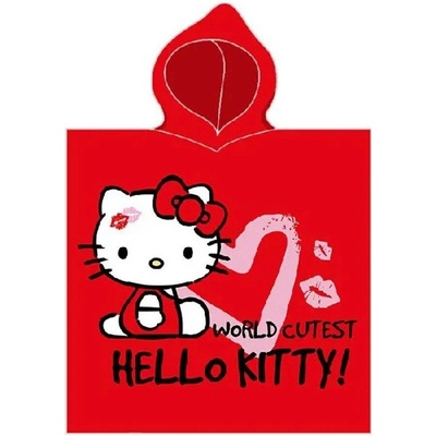 Carbotex Dívčí plážové pončo osuška s kapucí Hello Kitty 55 x 110 cm