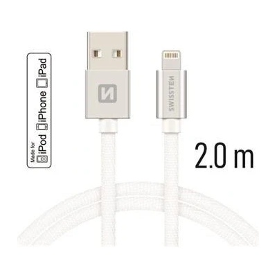 Swissten 7152430 dátový USB - Lightning MFi, 2m, stříbrný