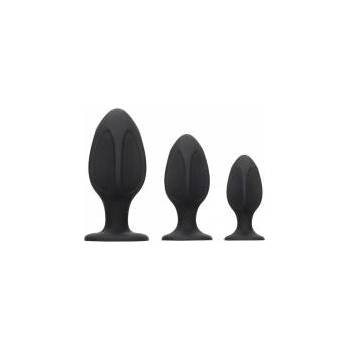 Ouch! by Shots Sinner Gear Diamond Silicone Anal Plug Set with Suction Base Black