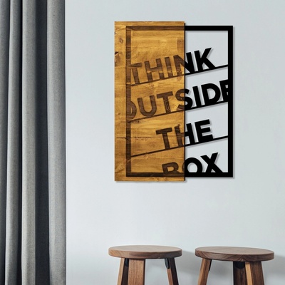ASIR Nástěnná dekorace dřevo THINK OUTSIDE THE BOX 42 x 58 cm