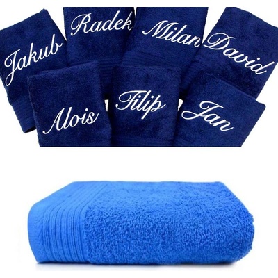 Zelenáčky osuška s výšivkou jména na přání bavlna 70 x 140 cm modrá royal