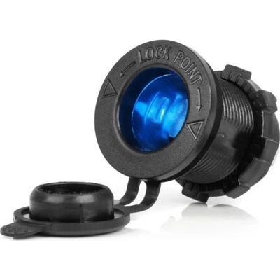 AMIO Zásuvka do zapaľovača auta s modrým LED podsvietením 12/24V vodotesná