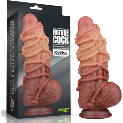 LoveToy Dual Layered Platinum Silicone Cock with Rope Curved 9.5"