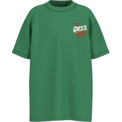 GUESS Зелена Oversize тениска за момче с щампа люти чушки и надпис Guess
