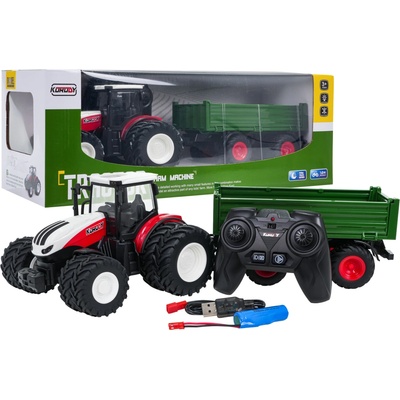 Tomido RC traktor Červený s zeleným návěsem