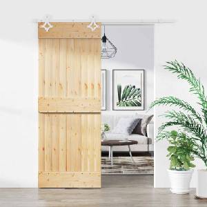 vidaXL Преплъзваща се врата 85 x 210 cm Естествено и бяло (3445085)