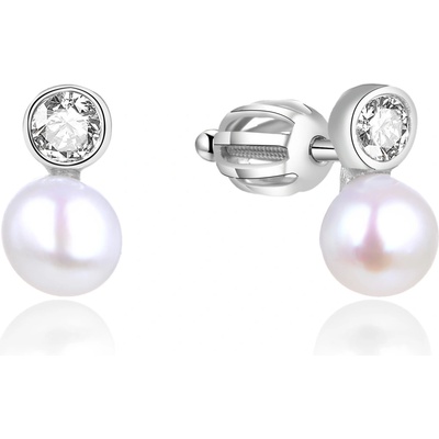 AGATO Stříbrné náušnice s pravou perlou AGUP1658PS