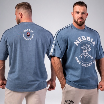 Nebbia Washed oversized tričko Golden age 790 modré