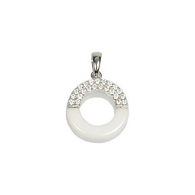 Infinitysilver Stříbrný přívěsek bílý kroužek PC013