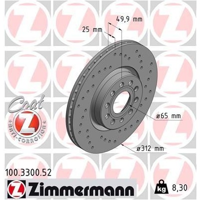 Brzdový kotúč ZIMMERMANN 100.3300.52