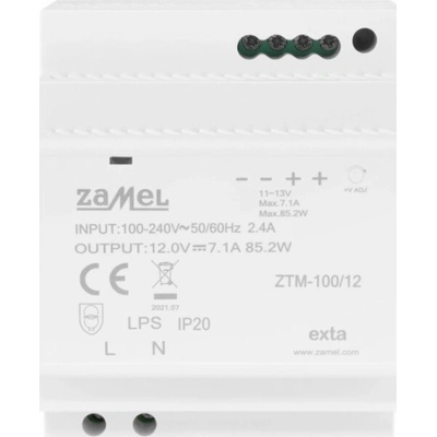 Zamel Spínaný napájecí zdroj pro montáž na lištu TH-35 (DIN), 100W, 12V DC typ: ZTM-100/12 EXT10000285