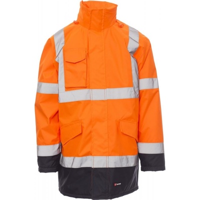Payper Delší zateplená reflexní bunda YARD oranžová Fluo/námořní modrá