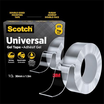 3M Двустранна лепенка, здрава, 30 мм x 1, 5 м, 3M SCOTCH „Universal Gel, прозрачна 7100377909 (7100377909)