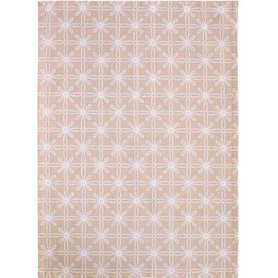 SCANquilt utěrka DEKORO kontury kytiček béžovobílá 50 x 70 cm