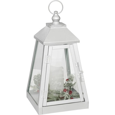 Atmosphera Kovová lucerna se svíčkou LED, 32 x 17 cm, bílá